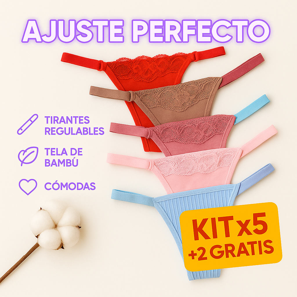 🙋🏻‍♀️LENCERÍA EN BRAGAS DE BAMBÚ GRADUABLES🥰¡KITx5 + 2 GRATIS!